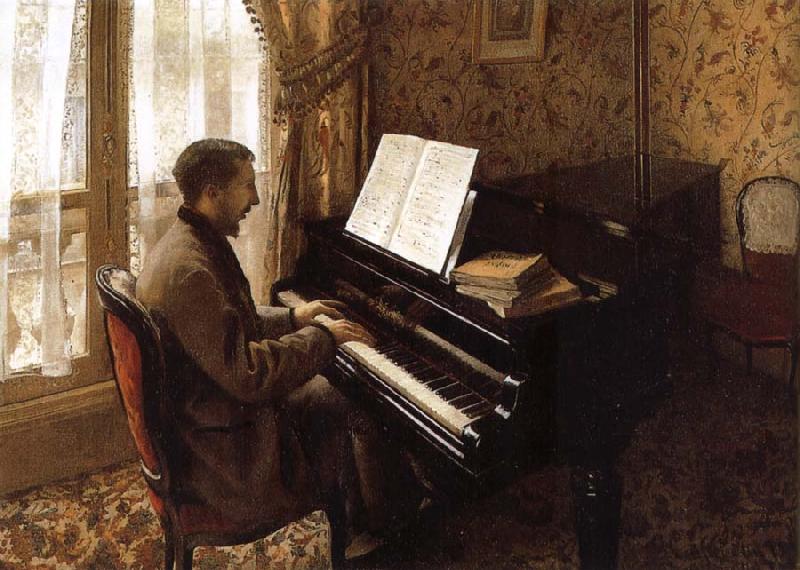 Gustave Caillebotte The young man plays the piano